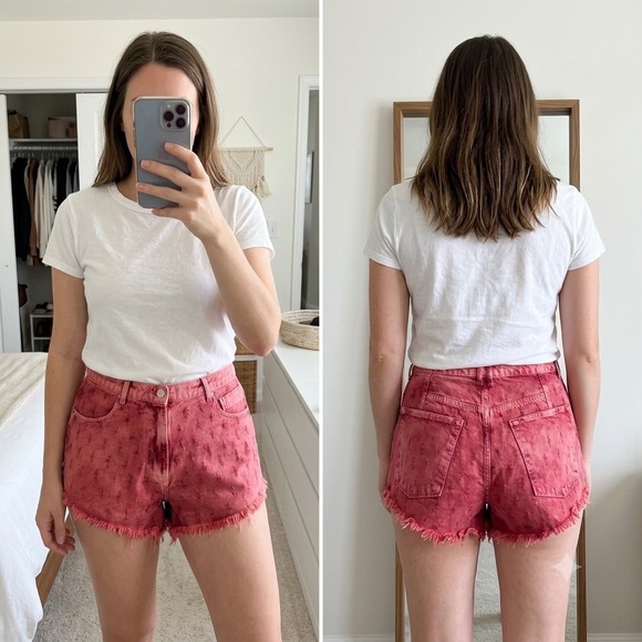 Free People Pants - NWT Free People We The Free Mixed Emotions High Rise Denim Shorts Dragonfruit 32